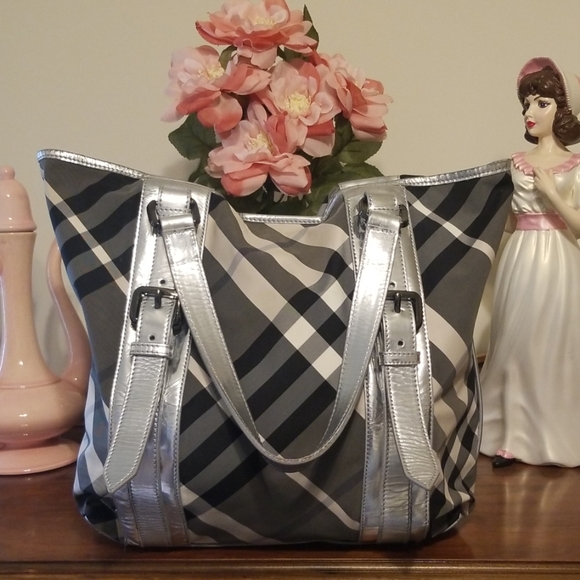 Burberry Handbags - Burberry Nylon Beat Check Victoria Tote